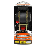 Monkey Grip Retractable Ratchet Tie Down: 340kg Capacity 1.5m x 25mm & 500kg Capacity 4m x 38mm