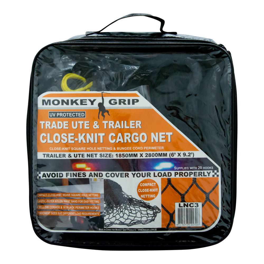 Monkey Grip Close Knit Cargo Net with Hooks