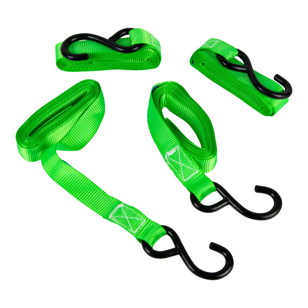 Monkey Grip Ratchet Tie Down 300KG Capacity 4M x 25mm 4 Pack Green