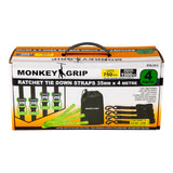 Monkey Grip Ratchet Tie Down with Soft Loop Straps 750KG Capacity 4M x 35mm - 4 Piece