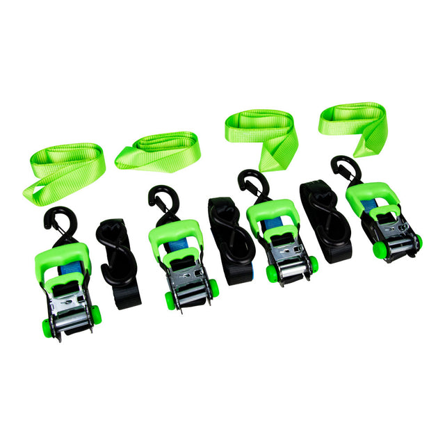 Monkey Grip Heavy-Duty Motorcycle Ratchet Tie Down with Soft Loop Straps 750kg Capacity 4m x 35mm - 4 Piece